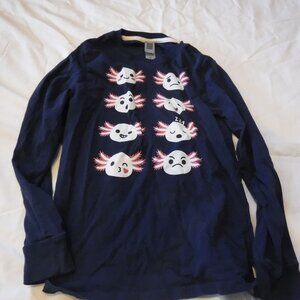Instant Message Axolotl Emotion Blue Long Sleeve Girls Shirt Size Medium
